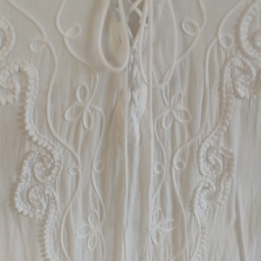 Soft Surroundings White Embroidered Boho Tunic Top/Swimsuit cover-up Large - Picture 15 of 16